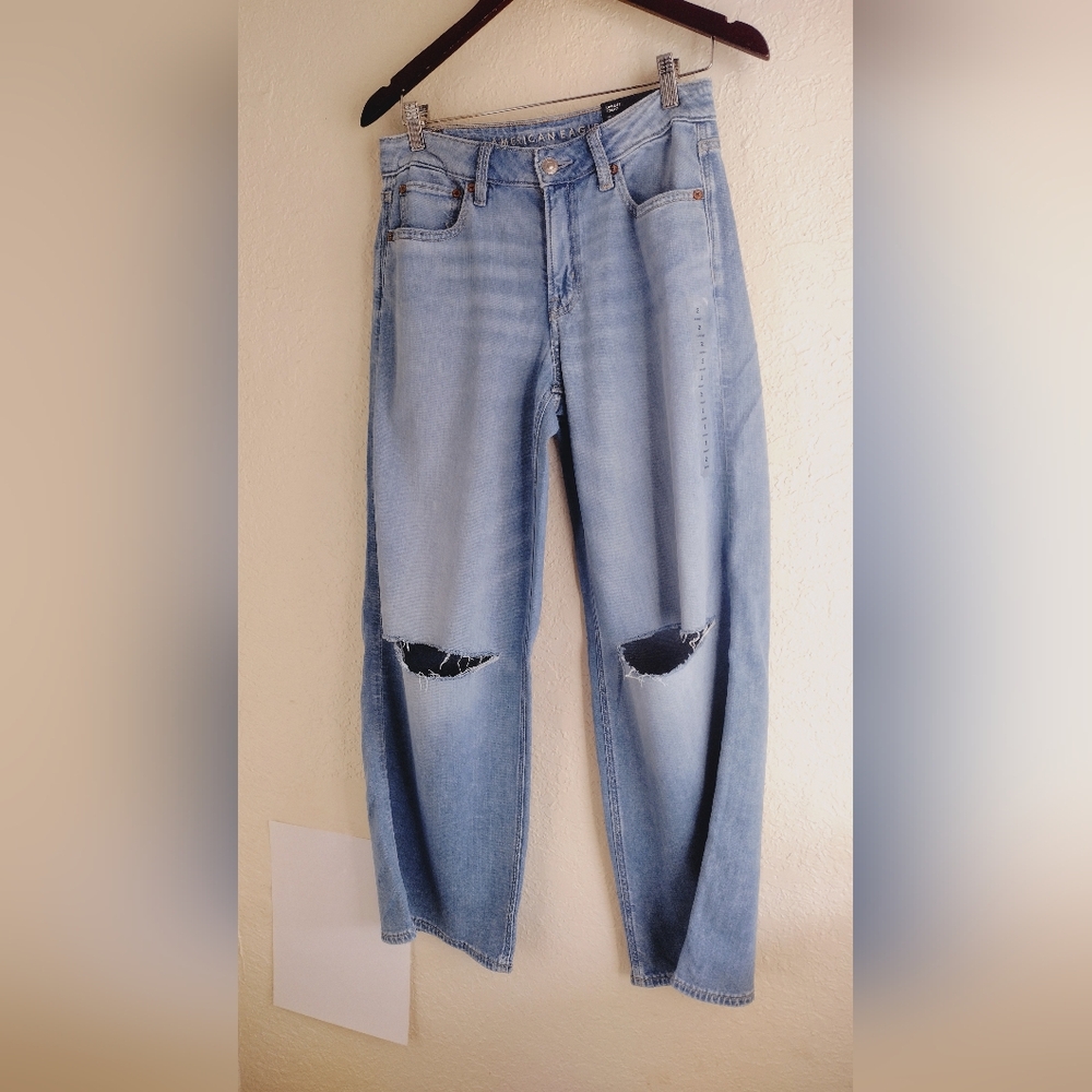 American Eagle Outfitters Low Rise Dreamy Drape Baggy Wide Leg Denim Jeans - Picture 4 of 7